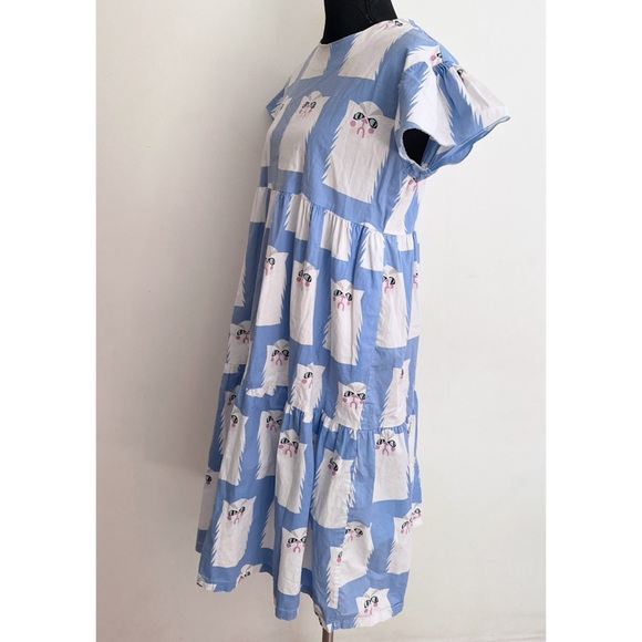 VGUC Nooworks Grumpy Cats Frida Kitty Cat Dropwaist Tiered Short Sleeve Dress S - Picture 6 of 8